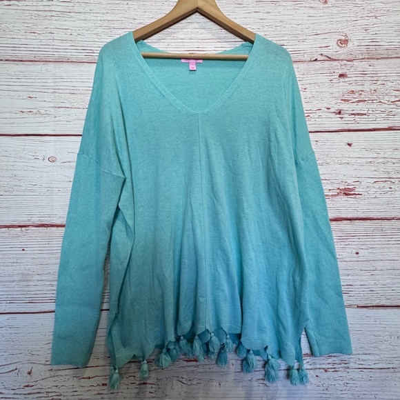 Lilly Pulitzer Martine Sweater in Heathered Aqua Sky Sz L - Picture 3 of 11